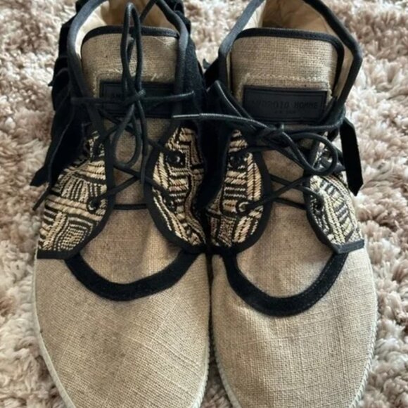 Mens Sz 10 Lace Up Fringed Black & Tan Athletic Shoes ANDROID HOMME MACH 2 - Picture 4 of 11